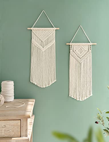 2Pcs Macrame Wall Hanging Boho Tapestry Wall Art Bedroom Decor