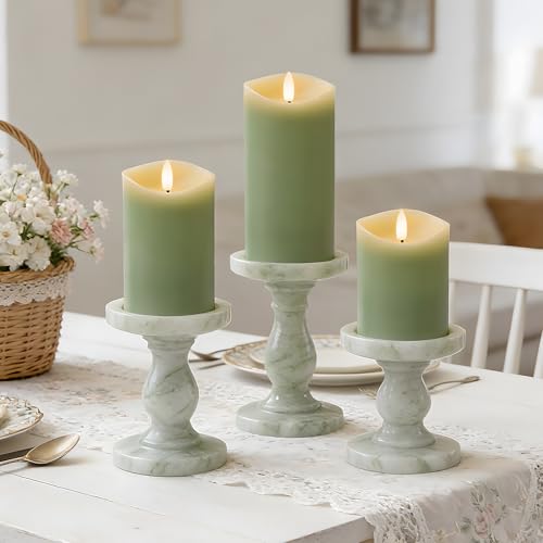 Pastel Green LED Real Wax Made Flameless Battery (3 Count)
