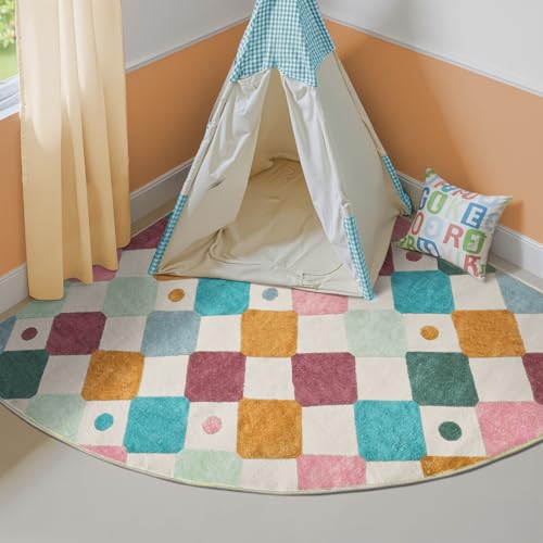Corner Rug Washable Kids Rug Colorful Reading Nook Mat Confetti (25 Sq Ft)