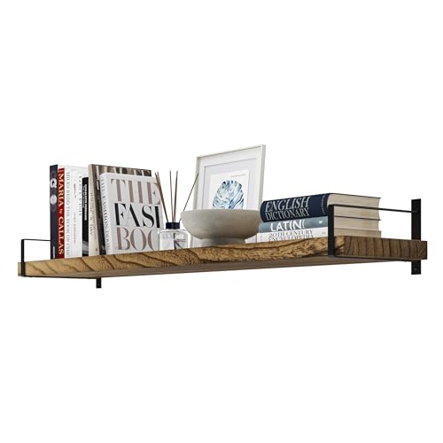 Toledo 48 inch Floating Shelf with Heavy Duty Bookend Brackets