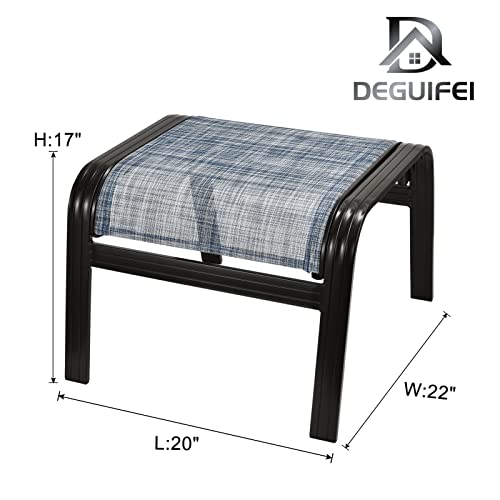 Outdoor Foot Stools Gift for Patio Ottoman Footrest Aluminum Portable Seat Wicker Furniture Stackable Dining Ottoman 2 Pack Blue (2 Count)