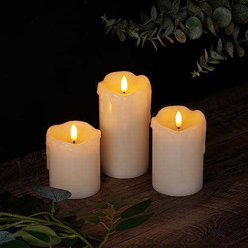 Dripping Wax Flameless LED Pillar Candles (3 Count)
