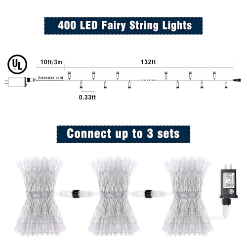131FT 400 LED Christmas Lights Outdoor