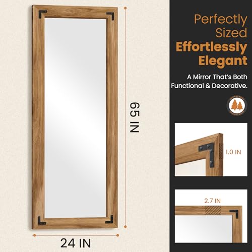 Wood Framed Full Length Mirror for Wall