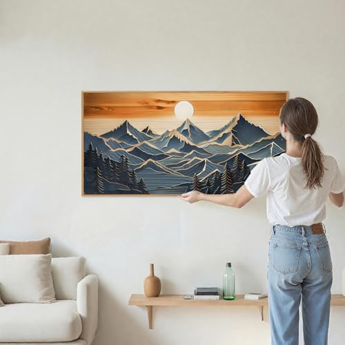 Large Mountains Framed Canvas Wall Art