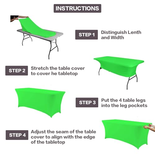 2 Pack 6FT Table Cloth for Rectangular Spandex Green Table Cover (2 Count)