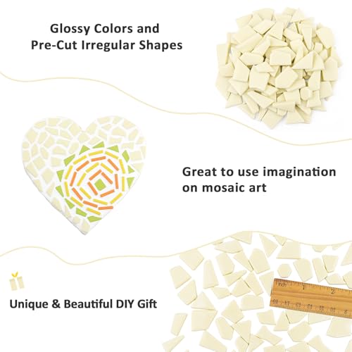 200g Ivory Mosaic Tiles for Crafts Bulk (7.05 Ounce)