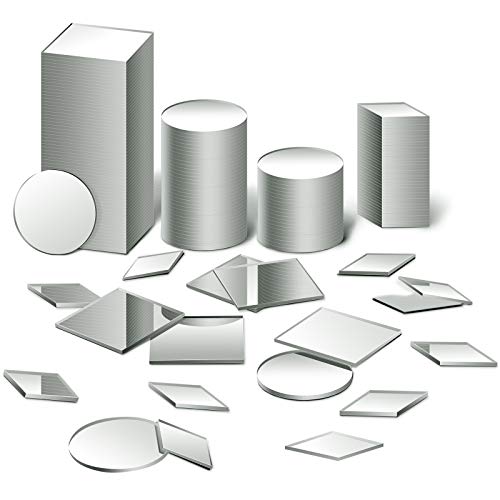 300 Pieces 1 Inch 3 Shapes Mirror Mosaic Tile Small Round Diamond Square Mini Mosaic Mirrors DIY Craft Glass Decorative for Projects Crafts Supplies (300 Count)