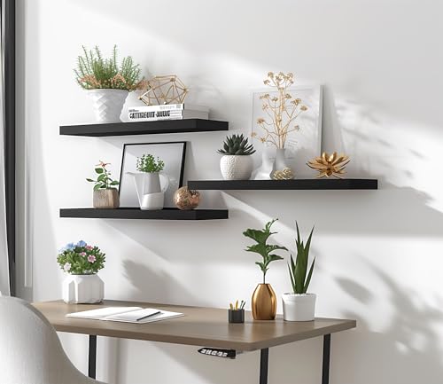 Wood Floating Shelves for Wall Decor (4 Count)