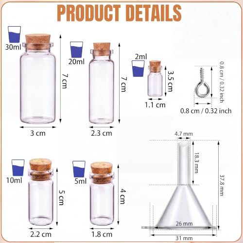 45 Pcs Spell Jar Mini Glass Potion Bottles Cork Stopper (45 Count)