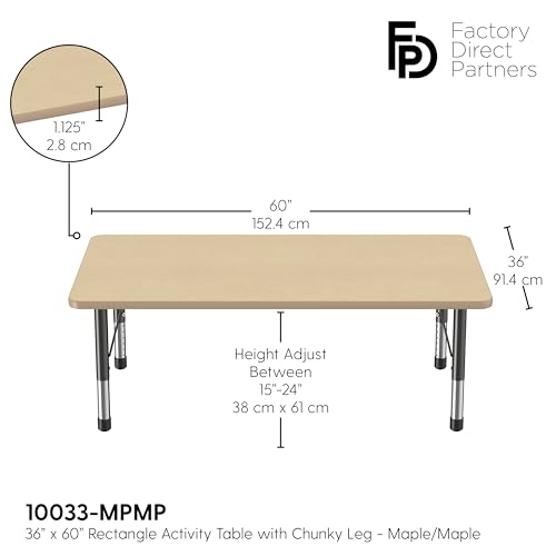 FDP 36" x 60" Rectangle Table with Chunky Legs