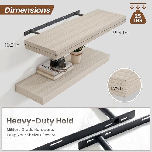 Floating Shelves 35.7" W x 10.3" D Grey Set of 1