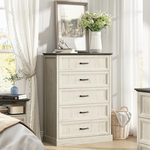 Farmhouse 5 Drawer Dresser for Bedroom