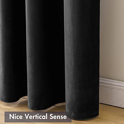 Black Blackout Velvet Curtains Drapes 96 Inch Long 52"x96" Bedroom (2 Count)