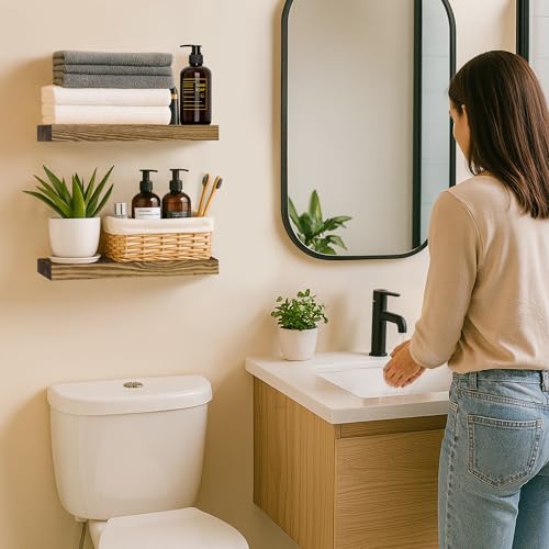 Wood Floating Shelves for Wall 18 inch Set of 2 (2 Count)