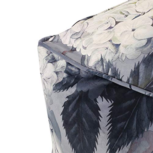 Traditional Velvet Flower Print Cube Pouf Ottoman Foot Stool
