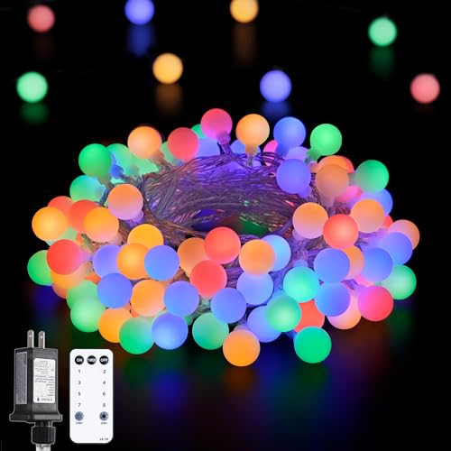 Multicolor 100 LED Globe Christmas Lights Indoor Plug in