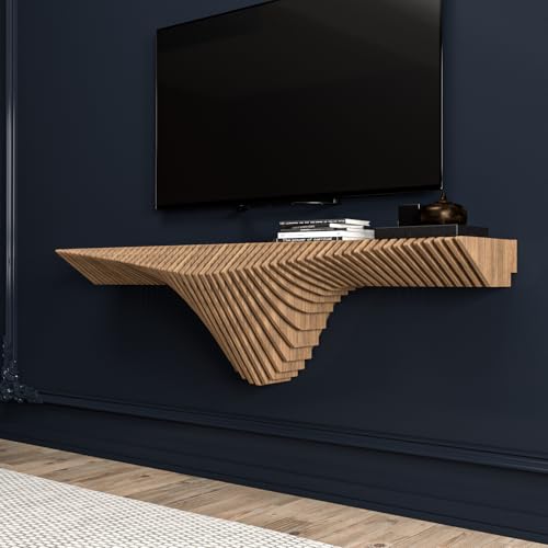 Parametric 50 Floating Shelf Modern Geometric 3D Wavy Wooden Wall Piece