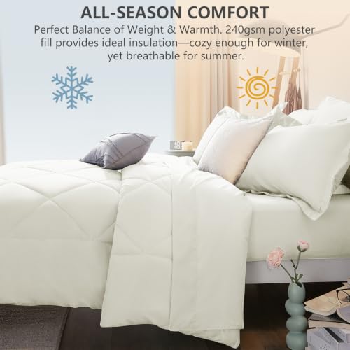 Queen Comforter Set 88"x88" Ivory