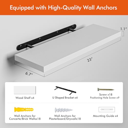 23’’White Floating Shelves for Wall (4 Count)