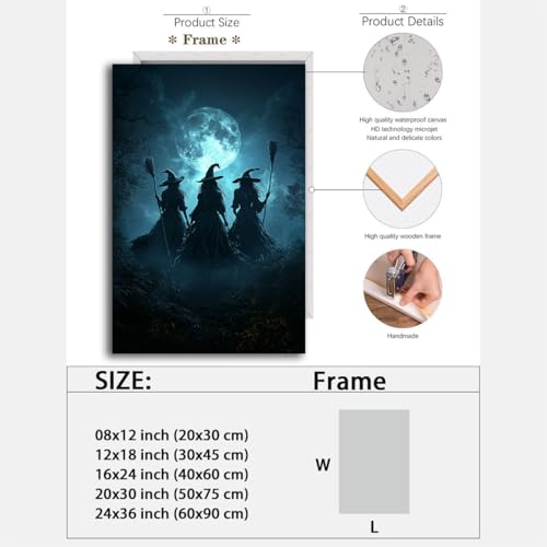 Moonlight Witches Halloween Canvas Art Picture