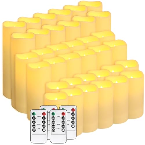 36 Pack Flickering Flameless Candles with Remote Control (36 Count)