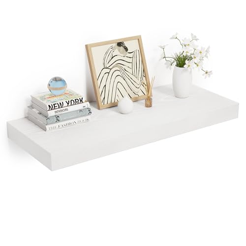 24 x 12 Deep Floating Shelves Wall Mounted Set of 1 White