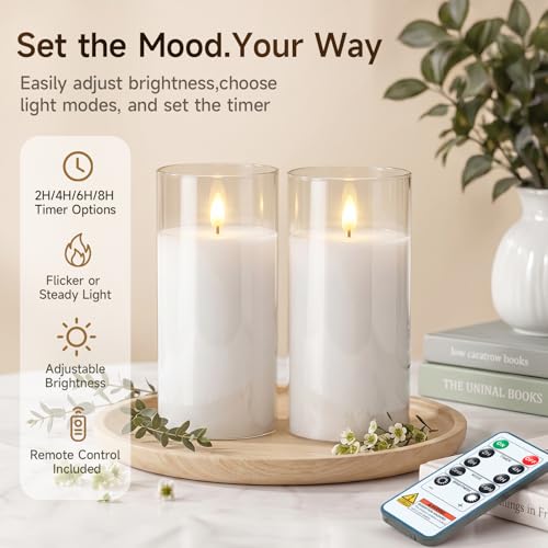 Pure White Glass Flameless Candles