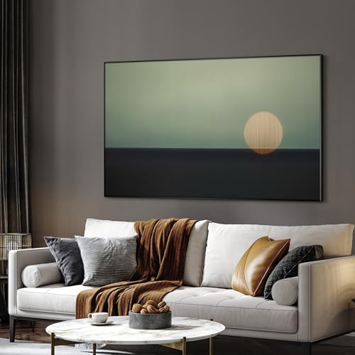 30"x60" Extra Large Framed Wall Art Minimalist Seascape Sunset with Golden Sun on Horizon for Home Living Room Bedroom Decor