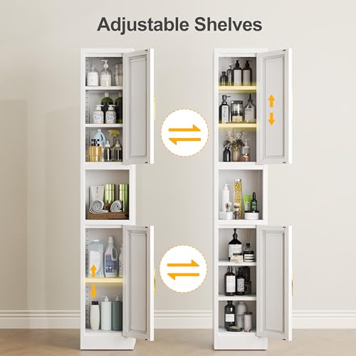 Tall Narrow Storage Cabinet 66.93" H Tall Bathroom Cabinets Metal Pantry Cabinet
