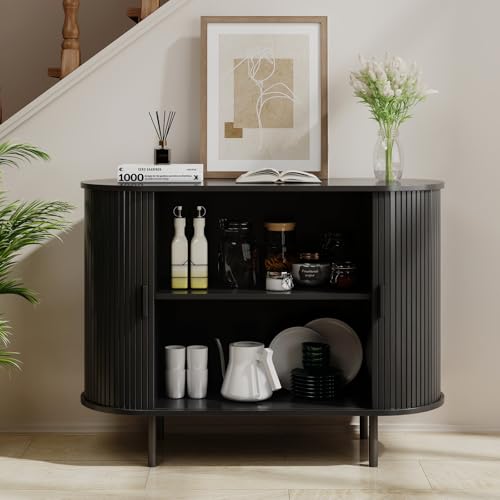 40" Fluted Buffet Sideboard Cabinet with Sliding Door