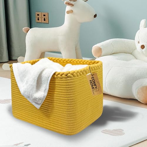 Cotton Rope Woven Basket with Handles for Shelves