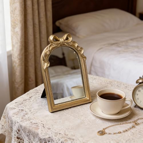 Vintage Carved Resin Desk Mirror