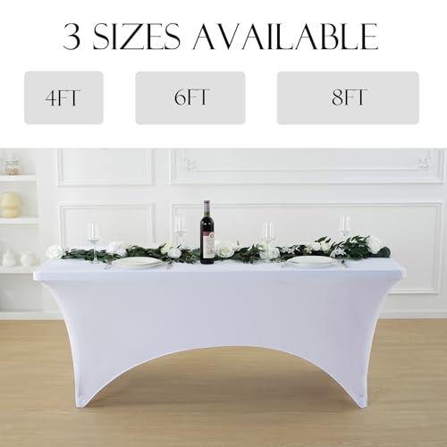 6 Pack 6ft White Spandex Tablecloth