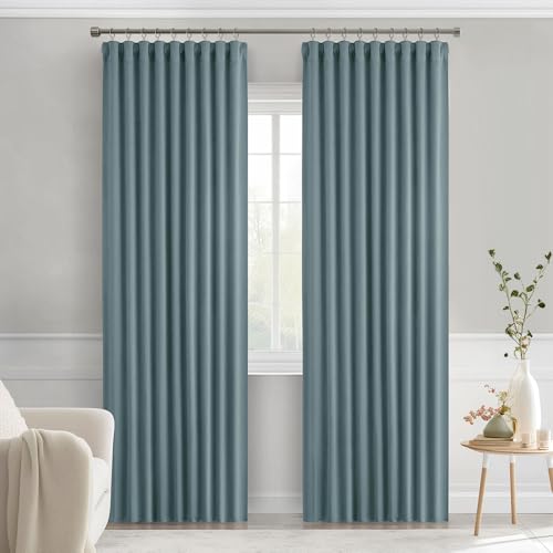Greyish Blue Back Tab Blackout Curtains 52x72 Inches Long 2 Panels (2 Count)
