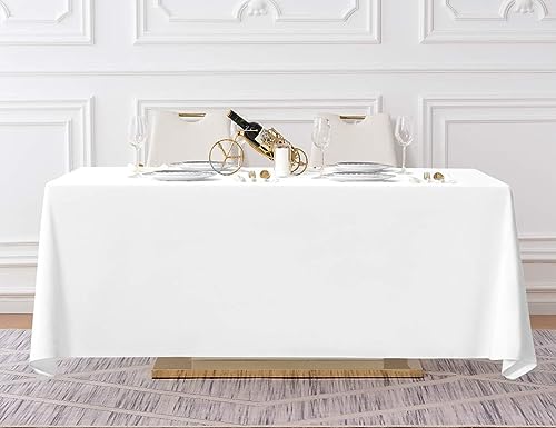 5 Pack 90x156 Inch White Tablecloth for 8 Foot Rectangle Tables (5 Count)