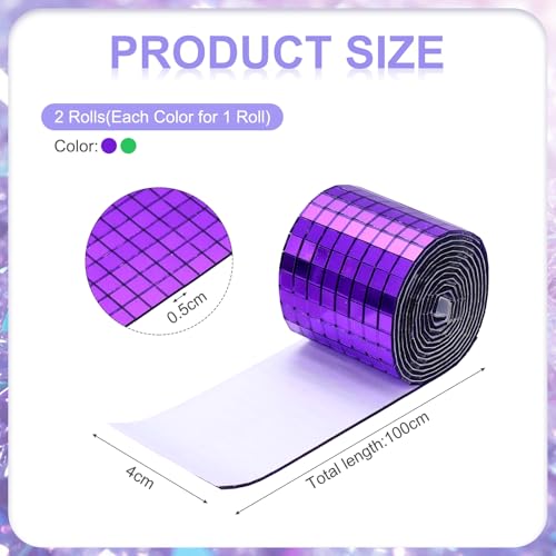 Self Adhesive Glass Mirror Mosaic Tiles 3200 Pcs 5 x 5 mm Disco Tiles for Craft Decoration Glass Mirror Disco Ball 2 Rolls (2 Count)