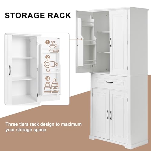 72.2" Tall Storage Cabinet with 4 Doors and Drawer