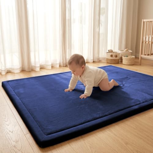 Baby Play Mat for Floor 1.3" Thick Memory Foam Play Mat 71"×79" Tummy Time Crawling with Non