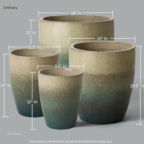 Bullet 11.5 in. Bayside Green Ceramic Round Planter