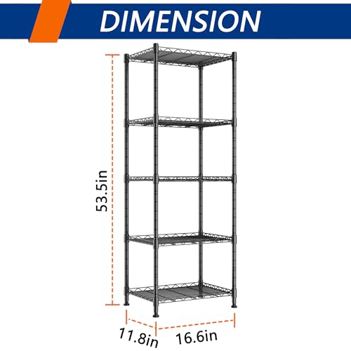 5 Wire Shelving Metal Storage Rack Adjustable Shelves