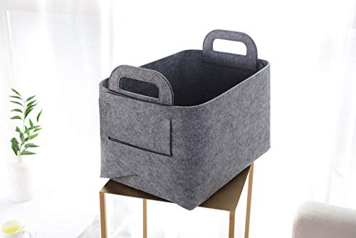 Storage Basket Felt Storage Bin Collapsible& Convenient Box Organizer with Carry Handles for Office Bedroom Closet Babies Nursery Toys Laundry