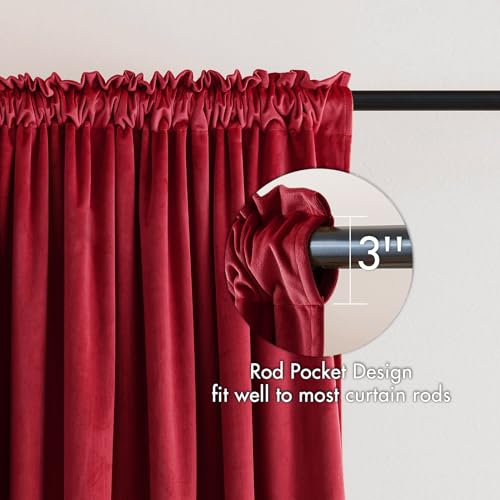 Red Blackout Velvet Curtains Drapes 84 Inch Long 52"x84" Bedroom (2 Count)