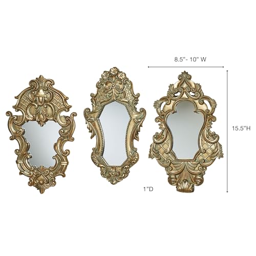 Lattice Scroll Gold Traditional Classic Wall Mirrors (3 Count)