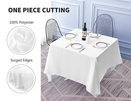 Small White Square Tablecloth 85x85 Inch for Restaurant