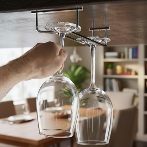 16 Inch Wine Glass Rack Brass Finish Set of 2 (2 Count)