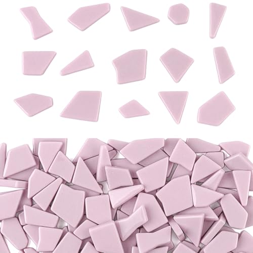 200g Pink Mosaic Tiles for Crafts Bulk (7.05 Ounce)