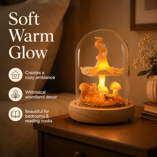 Mushroom Lamp in Glass Dome