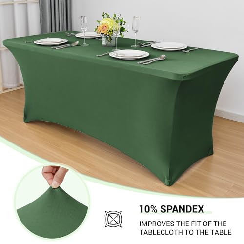 6ft Blackish Green Stretch Spandex Table Cover (2 Count)