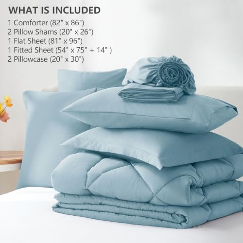 Full Comforter Set 82"x86" Light Blue